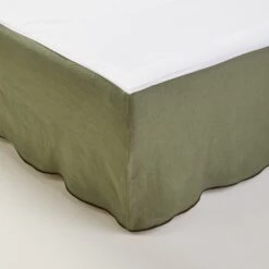 Cache Sommier CARLINA Kaki Grisé Et Bourdon Noir -Maison Linge Magasin cache sommier CARLINA 006454 GVG 4