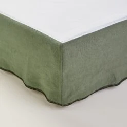 Cache Sommier NINO Kaki Grisé Et Feston Noir