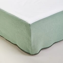 Cache Sommier NINO Vert De Gris Et Feston Noir -Maison Linge Magasin cache sommier NINO 007697 V4FG 4