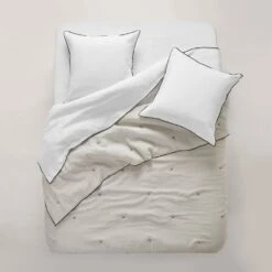 Couvre-lit Matelassé CARLINA Calcaire Et Bourdon Noir -Maison Linge Magasin couvre lit matelasse CARLINA 006499 N2G 7