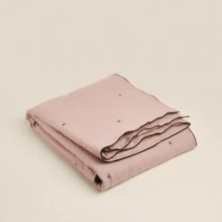 Couvre-lit Matelassé CARLINA Rose Poudré Et Bourdon Noir -Maison Linge Magasin couvre lit matelasse CARLINA 006499 RG 4