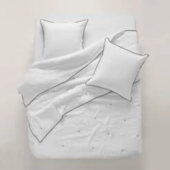 Couvre-lit Matelassé CARLINA Blanc Pur Et Bourdon Noir -Maison Linge Magasin couvre lit matelasse CARLINA 006499 WG 5