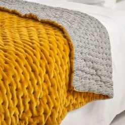 Couvre-lit Matelassé MALO Ocre -Maison Linge Magasin couvre lit matelasse MALO 007266 J18 6