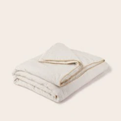 Couvre-lit DASHAN Ecru Et Feston Ocre -Maison Linge Magasin couvre lit DASHAN 009037 N1 4