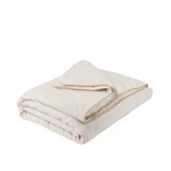 Couvre-lit DASHAN Ecru Et Feston Ocre -Maison Linge Magasin couvre lit DASHAN 009037 N1 packshot