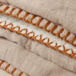 Couvre-lit DASHAN Beige Naturel Et Feston Caramel -Maison Linge Magasin couvre lit DASHAN 009037 N3 10