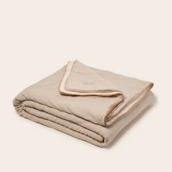 Couvre-lit DASHAN Beige Naturel Et Feston Caramel -Maison Linge Magasin couvre lit DASHAN 009037 N3 4