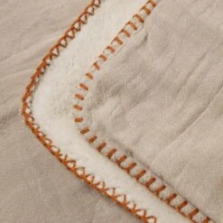 Couvre-lit DASHAN Beige Naturel Et Feston Caramel -Maison Linge Magasin couvre lit DASHAN 009037 N3 9