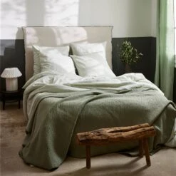 Couvre-lit ILARIO Sauge Et Feston Noir