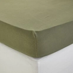 Drap Housse CARLINA Kaki Grisé -Maison Linge Magasin drap housse CARLINA 005726 GV 4