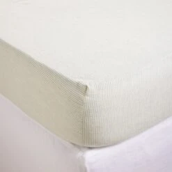 Drap Housse FINEA Ivoire Et Vert De Gris 6 Drap Housse FINEA Ivoire Et Vert De Gris -Maison Linge Magasin drap housse FINEA 009159 WV 4