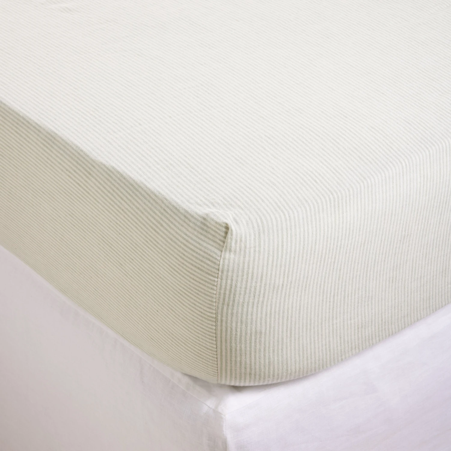 Drap Housse FINEA Ivoire Et Vert De Gris 1 Drap Housse FINEA Ivoire Et Vert De Gris