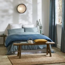 Housse D'édredon CARLINA Pétrole Et Bourdon Noir -Maison Linge Magasin housse d edredon CARLINA 006501 BVG 1