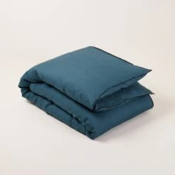 Housse D'édredon CARLINA Pétrole Et Bourdon Noir -Maison Linge Magasin housse d edredon CARLINA 006501 BVG 4