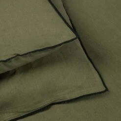 Housse D'édredon CARLINA Kaki Grisé Et Bourdon Noir -Maison Linge Magasin housse d edredon CARLINA 006501 GVG 7