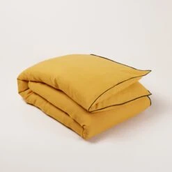 Housse D'édredon CARLINA Ocre Et Bourdon Noir -Maison Linge Magasin housse d edredon CARLINA 006501 J18G 4