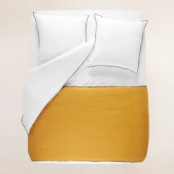 Housse D'édredon CARLINA Ocre Et Bourdon Noir -Maison Linge Magasin housse d edredon CARLINA 006501 J18G 5