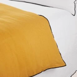 Housse D'édredon CARLINA Ocre Et Bourdon Noir -Maison Linge Magasin housse d edredon CARLINA 006501 J18G 6