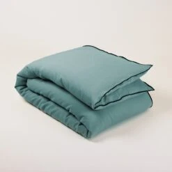 Housse D'édredon CARLINA Vert De Gris Et Bourdon Noir -Maison Linge Magasin housse d edredon CARLINA 006501 V4G 4