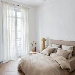 Housse De Couette CARLINA Ficelle Et Bourdon Noir -Maison Linge Magasin housse de couette CARLINA 005724 N3G 1