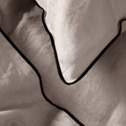 Housse De Couette CARLINA Ficelle Et Bourdon Noir -Maison Linge Magasin housse de couette CARLINA 005724 N3G 7