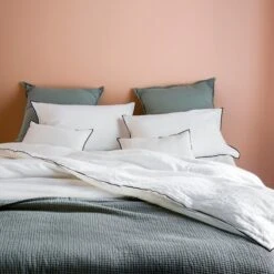 Housse De Couette CARLINA Blanc Pur Et Bourdon Noir -Maison Linge Magasin housse de couette CARLINA 005724 WG 3