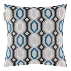 Housse De Coussin BARTOLO Gris Et Bleu Lagon -Maison Linge Magasin housse de coussin BARTOLO 006614 GB C1 4