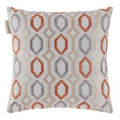 Housse De Coussin BARTOLO Gris Et Orange Brulée -Maison Linge Magasin housse de coussin BARTOLO 006614 GO C1 4