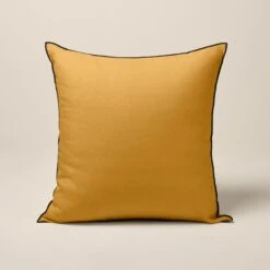 Housse De Coussin CARLINA Ocre Et Bourdon Noir -Maison Linge Magasin housse de coussin CARLINA 006407 J18G C4 4