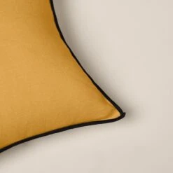 Housse De Coussin CARLINA Ocre Et Bourdon Noir -Maison Linge Magasin housse de coussin CARLINA 006407 J18G C4 5