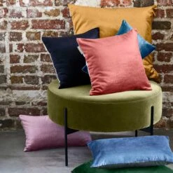 Housse De Coussin CASTIGLIONE Bleu Nuit Et Taupe -Maison Linge Magasin housse de coussin CASTIGLIONE 000606 B20 C4 9