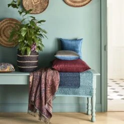 Housse De Coussin CASTIGLIONE Pétrole Et Taupe -Maison Linge Magasin housse de coussin CASTIGLIONE 000606 BV C1 9