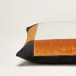 Housse De Coussin DAMIAN Ivoire Caramel Et Marine -Maison Linge Magasin housse de coussin DAMIAN 007681 NZ2 C4 6