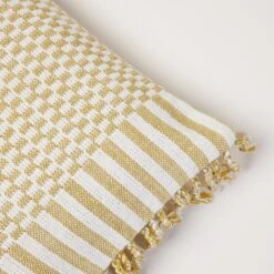 Housse De Coussin FARIK Ivoire Et Moutarde -Maison Linge Magasin housse de coussin FARIK 008424 WJ C1 5