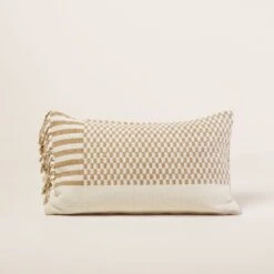 Housse De Coussin FARIK Ivoire Et Sépia -Maison Linge Magasin housse de coussin FARIK 008424 WM CM 4