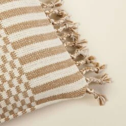 Housse De Coussin FARIK Ivoire Et Sépia -Maison Linge Magasin housse de coussin FARIK 008424 WM CM 5