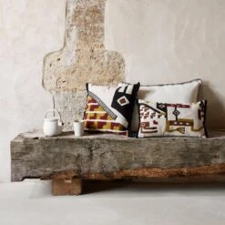 Housse De Coussin HAZCAS Naturel Et Sangria -Maison Linge Magasin housse de coussin HAZCAS 008439 NR CM 1