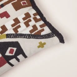 Housse De Coussin HAZCAS Naturel Et Sangria -Maison Linge Magasin housse de coussin HAZCAS 008439 NR CM 5