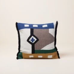 Housse De Coussin JALISCO Naturel Et Cobalt