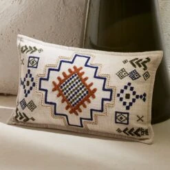 Housse De Coussin JUANY Naturel Et Indigo -Maison Linge Magasin housse de coussin JUANY 008435 NB CM 1