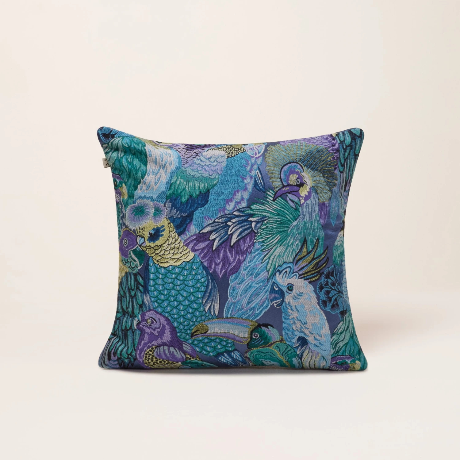 Housse De Coussin JUNGLE BIRDS Cobalt 1 Housse De Coussin JUNGLE BIRDS Cobalt