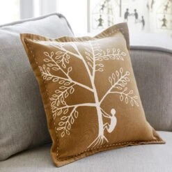 Housse De Coussin KANAN Marron Et écru -Maison Linge Magasin housse de coussin KANAN 007969 MN C1 1