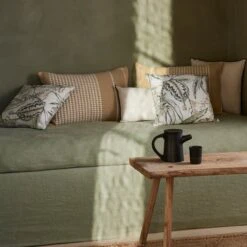 Housse De Coussin KELADY Ivoire Et Verts -Maison Linge Magasin housse de coussin KELADY 008635 NV C1 2