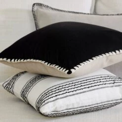 Housse De Coussin MALAY Blanc Et Noir -Maison Linge Magasin housse de coussin MALAY 007868 WG C1 2