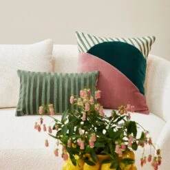 Housse De Coussin NEREE Vert Et Rose -Maison Linge Magasin housse de coussin NEREE 007805 VR C4 1