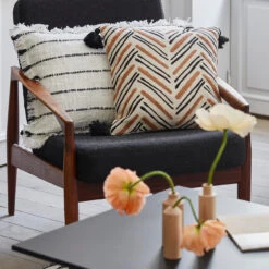 Housse De Coussin OUMY Naturel Et Havane -Maison Linge Magasin housse de coussin OUMY 007517 NM C1 1