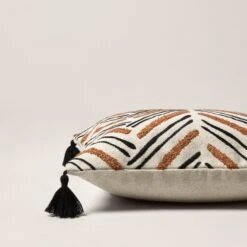 Housse De Coussin OUMY Naturel Et Havane -Maison Linge Magasin housse de coussin OUMY 007517 NM C1 6