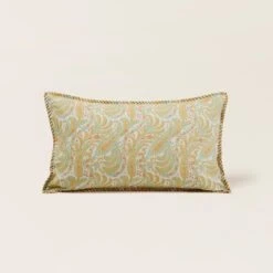 Housse De Coussin PADMA Jaune Indien Et écru