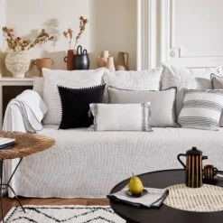 Housse De Coussin PAVANI Blanc Et Noir -Maison Linge Magasin housse de coussin PAVANI 007867 WG CM 9