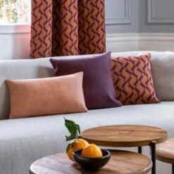 Housse De Coussin RAFFY Prune Et Orange -Maison Linge Magasin housse de coussin RAFFY 009077 OR C1 1